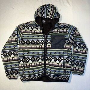 Aztec Southwest Fleece Sherpa Zip-Up Hooded Jacket Large Original Deluxe Supply